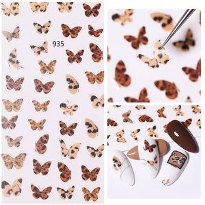 Leopard Butterfly nail stickers